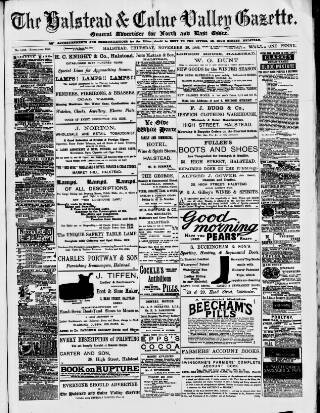 cover page of Halstead Gazette published on November 28, 1889