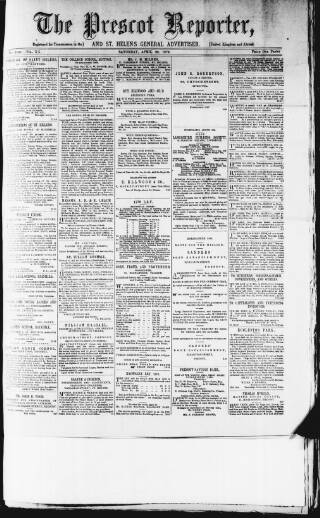 cover page of Prescot Reporter published on April 26, 1879