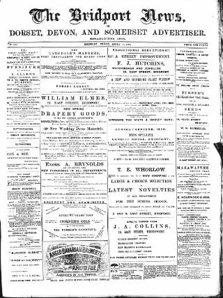 cover page of Bridport News published on April 17, 1896