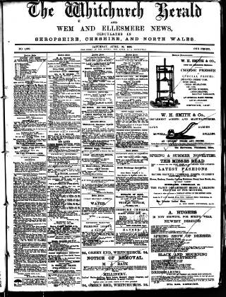 cover page of Whitchurch Herald published on April 30, 1898