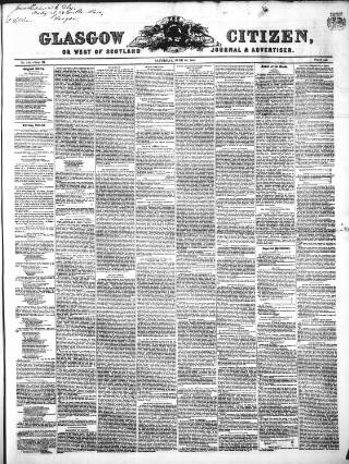 cover page of Glasgow Citizen published on June 28, 1845