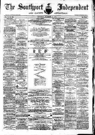 cover page of Southport Independent and Ormskirk Chronicle published on November 19, 1870