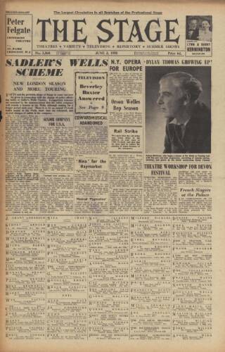 cover page of The Stage published on June 2, 1955