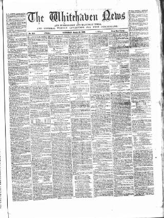 cover page of Whitehaven News published on March 29, 1860