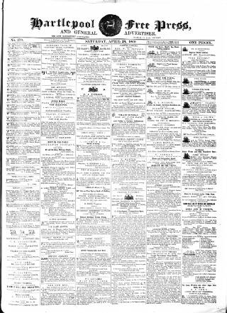 cover page of Hartlepool Free Press and General Advertiser published on April 28, 1860