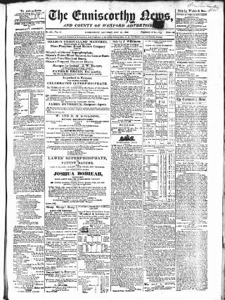 cover page of The Enniscorthy News, and County of Wexford Advertiser. published on May 19, 1866