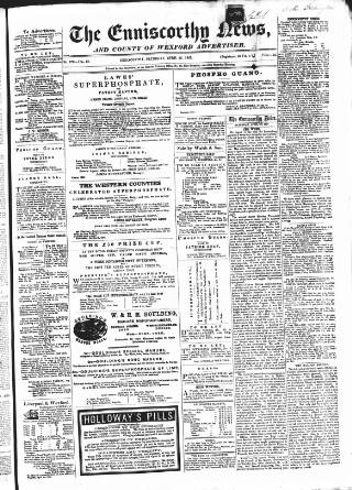 cover page of Enniscorthy News published on April 27, 1867