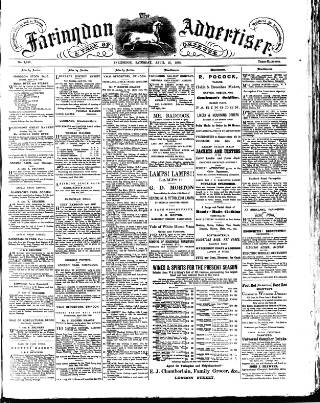 cover page of Faringdon Advertiser and Vale of the White Horse Gazette published on April 25, 1885