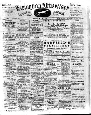 cover page of Faringdon Advertiser and Vale of the White Horse Gazette published on May 24, 1919