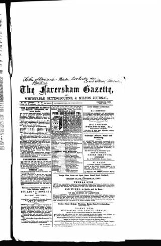 cover page of Faversham Gazette, and Whitstable, Sittingbourne, & Milton Journal published on May 24, 1856