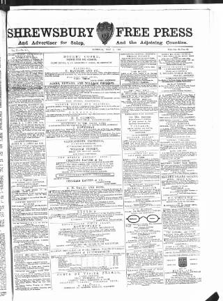 cover page of Shrewsbury Free Press, and Advertiser for Salop published on May 5, 1866