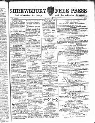 cover page of Shrewsbury Free Press, and Advertiser for Salop published on June 2, 1866
