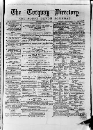 cover page of Torquay Directory and South Devon Journal published on November 9, 1864