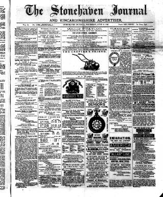cover page of Stonehaven Journal published on June 2, 1887