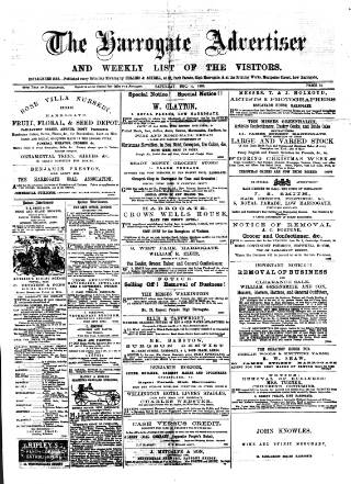 cover page of Harrogate Advertiser and Weekly List of the Visitors published on December 4, 1880