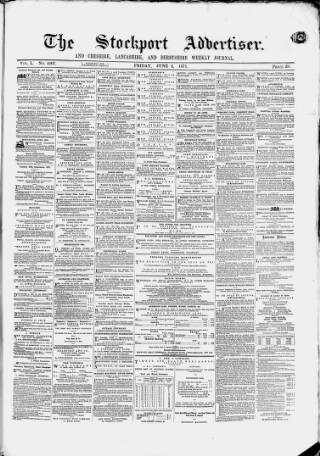 cover page of Stockport Advertiser and Guardian published on June 2, 1871