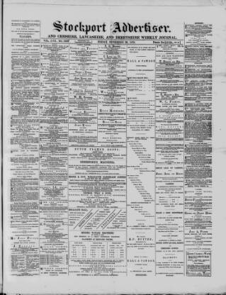 cover page of Stockport Advertiser and Guardian published on November 29, 1878
