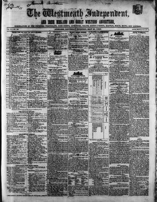 cover page of Westmeath Independent published on May 28, 1853