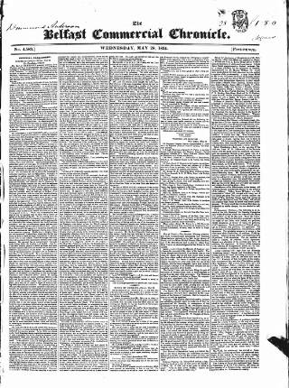 cover page of Belfast Commercial Chronicle published on May 28, 1834