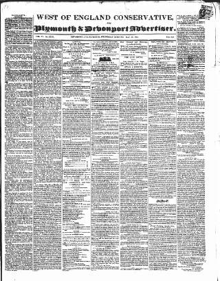 cover page of Western Courier, West of England Conservative, Plymouth and Devonport Advertiser published on May 18, 1842