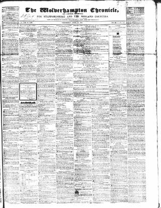cover page of Wolverhampton Chronicle and Staffordshire Advertiser published on April 27, 1853
