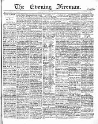 cover page of The Evening Freeman. published on March 2, 1869
