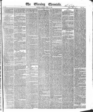 cover page of The Evening Chronicle published on April 17, 1840