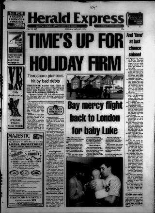cover page of Torbay Express and South Devon Echo published on April 27, 1995