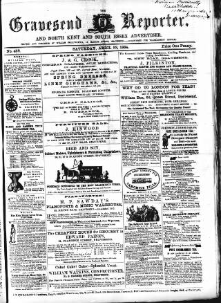cover page of Gravesend Reporter, North Kent and South Essex Advertiser published on April 23, 1864