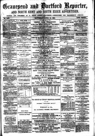 cover page of Gravesend Reporter, North Kent and South Essex Advertiser published on April 19, 1884