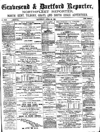 cover page of Gravesend Reporter, North Kent and South Essex Advertiser published on April 25, 1891