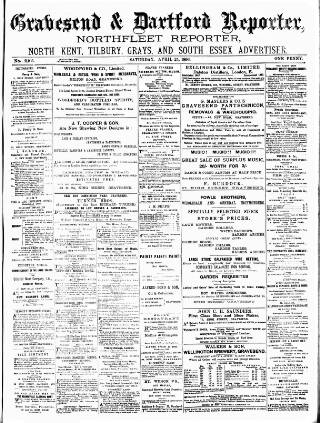 cover page of Gravesend Reporter, North Kent and South Essex Advertiser published on April 25, 1896