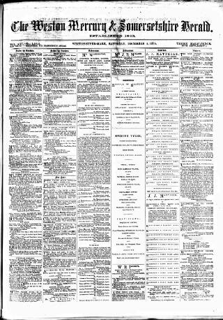 cover page of Weston Mercury published on December 4, 1875