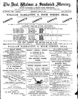 cover page of Deal, Walmer & Sandwich Mercury published on April 30, 1887