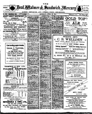 cover page of Deal, Walmer & Sandwich Mercury published on April 25, 1914