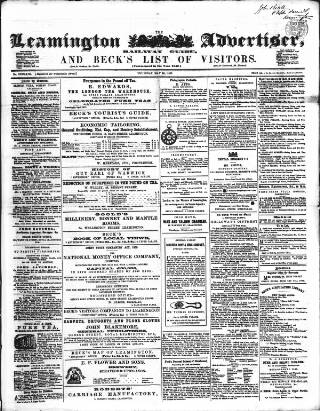 cover page of Leamington Advertiser, and Beck's List of Visitors published on May 28, 1857