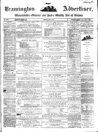 cover page of Leamington Advertiser, and Beck's List of Visitors published on April 24, 1862