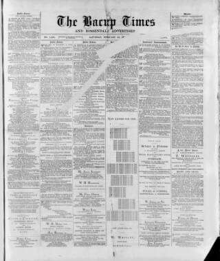 cover page of Bacup Times and Rossendale Advertiser published on February 23, 1889