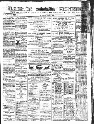 cover page of Ilkeston Pioneer published on June 7, 1866