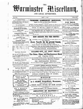 cover page of Warminster Miscellany, and Local Advertiser published on May 1, 1861