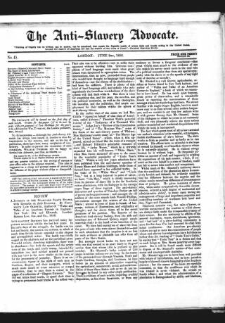 cover page of Anti-Slavery Advocate published on June 2, 1856