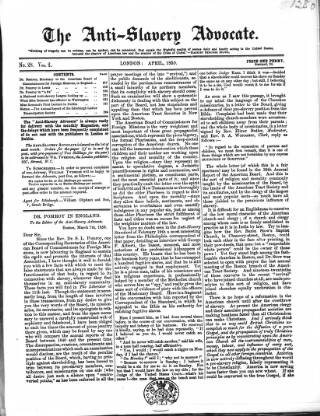 cover page of Anti-Slavery Advocate published on April 1, 1859