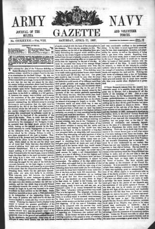 cover page of Army and Navy Gazette published on April 27, 1867