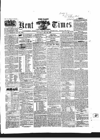 cover page of East Kent Times published on May 25, 1861