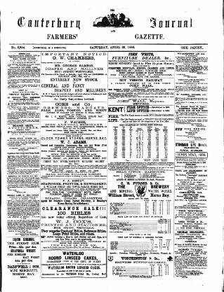 cover page of Canterbury Journal, Kentish Times and Farmers' Gazette published on April 26, 1890