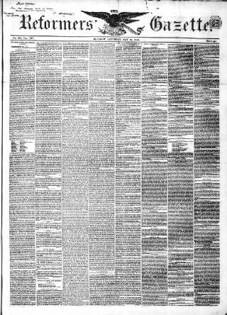 cover page of Glasgow Gazette published on May 29, 1852