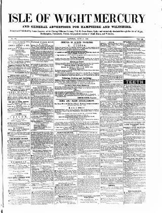 cover page of Isle of Wight Mercury published on June 5, 1858