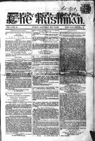 cover page of The Irishman published on May 28, 1859