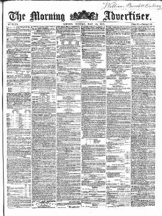 cover page of Morning Advertiser published on May 22, 1865