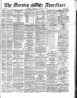cover page of Morning Advertiser published on August 12, 1871